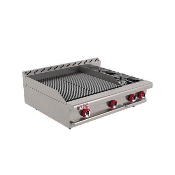 Asador Delta 2-ASR-2-Q Mix Con Parrilla De 2 Quemadores